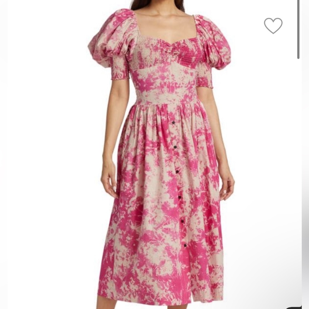 NWT S/W/F Puff Sleeve Sweetheart Midi Dress